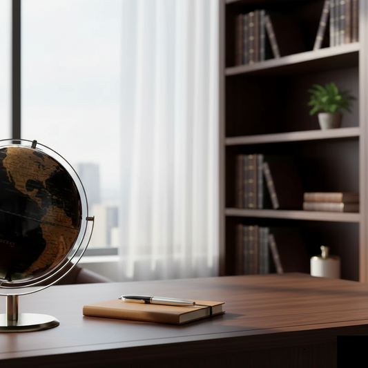 Modern Luxury Metal Globe Ornament — Elegant Home & Office Decor