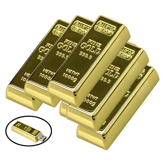 Gold Bar USB-C Flash Drive — Metal 128GB / 64GB / 32GB USB 2.0 Memory Stick