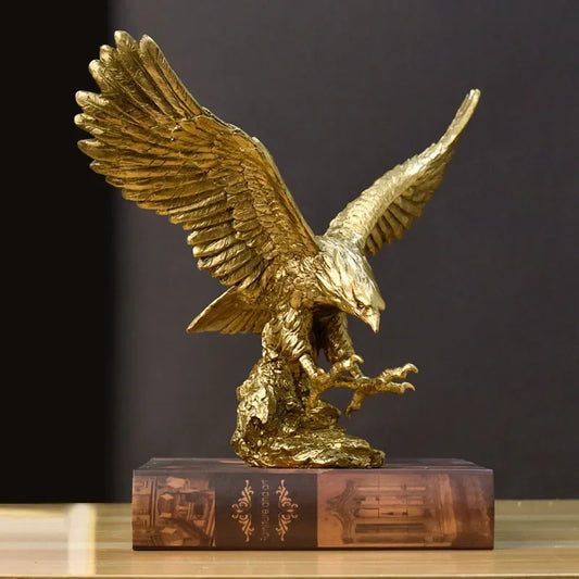 Golden Eagle Statue — Resin Hawk Figurine for Home & Office Decor
