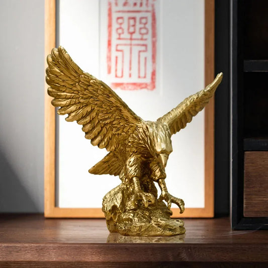 Golden Eagle Statue — Resin Hawk Figurine for Home & Office Decor